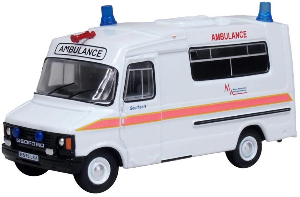Oxford Diecast 1/76 76HAN001 Bedford CF Hanlon Ambulance Merseyside Ambulance Service