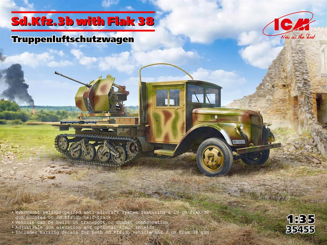 ICM 1/35 35455 Sd.Kfz.3b with Flak 38 Truppenluftschutzwagon Kit