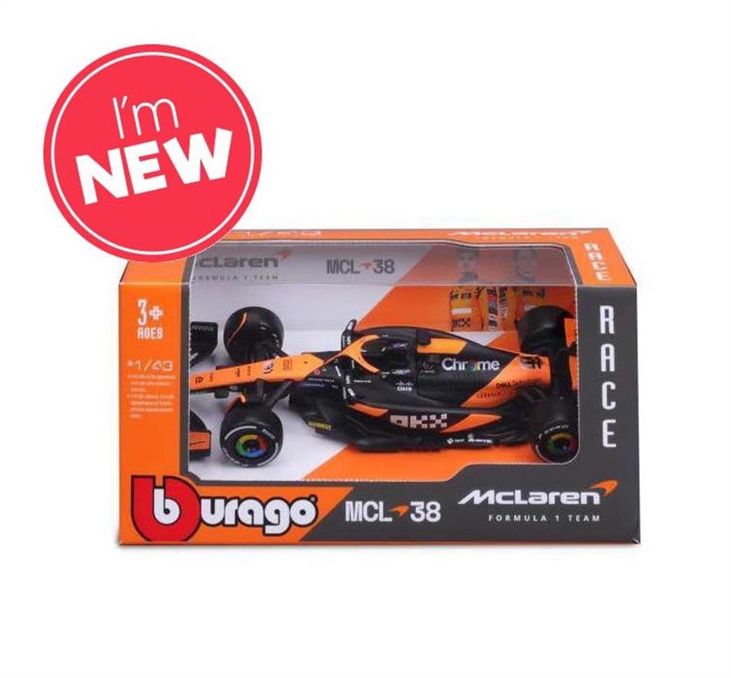 Burago 1/43 B18-38177N F1 2024 McLaren MCL38 #4 L.Norris