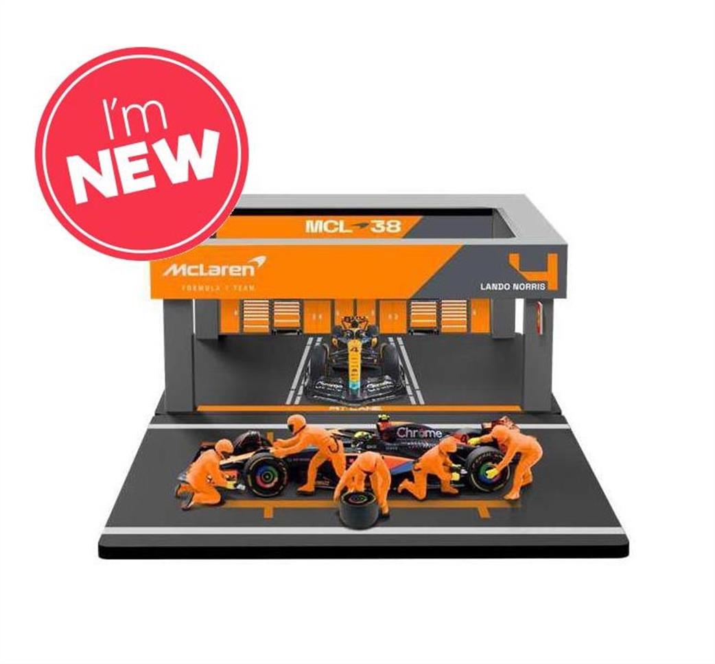 Burago 1/43 B18-38451 McLaren F1 2024 MCL 38 #4 Lando Norris Pit Pass Diorama