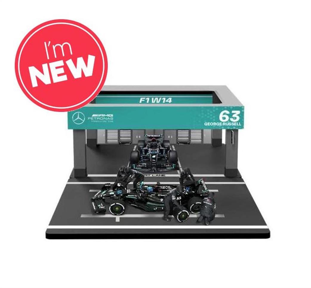 Burago 1/43 B18-38452 Mercedes AMG W15 F1 2024 #63 George Russell Pit Pass Diorama