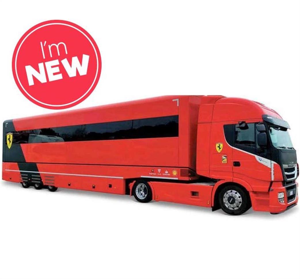 Burago 1/43 B18-36867 F1 Ferrari Iveco S-Way 570 Racing Transporter with One Car