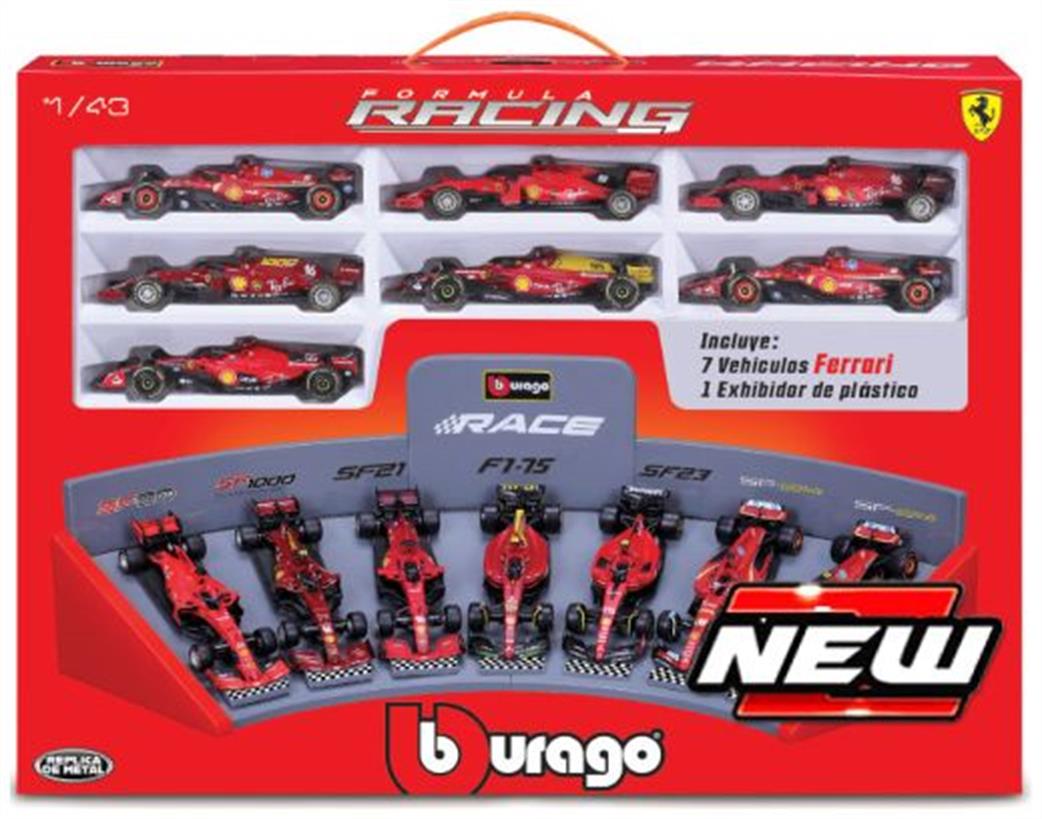 Burago 1/43 B18-36864 F1 Ferrari Deluxe Gift Set with Stand