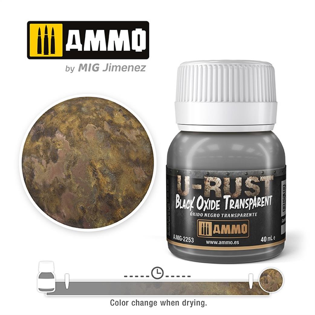 Ammo of Mig Jimenez  A.MIG-2253 U-Rust Corrosion Black Oxide Transparent 40ml Pot