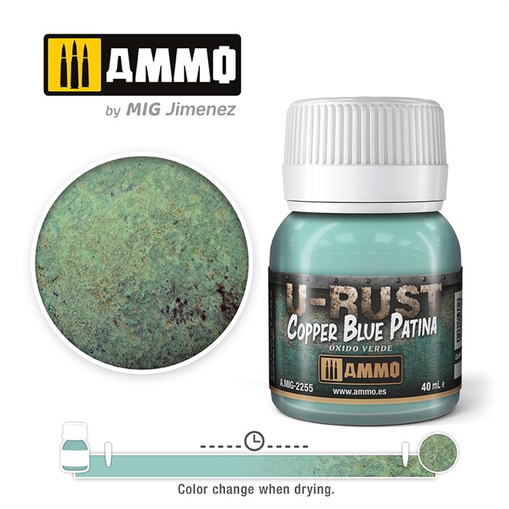 Ammo of Mig Jimenez  A.MIG-2255 U-Rust Corrosion  Copper Blue Patina 40ml Pot