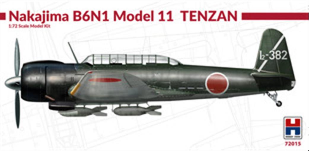 Hobby 2000 1/72 72015 Japanese Nakajima B6N1 Model 11 Tenzan Plastic Kit