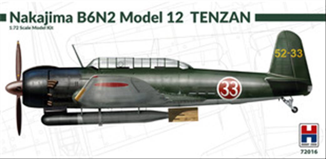 Hobby 2000 1/72 72016 Japanese Nakajima B6N2 Model 12 Tenzan Plastic Kit