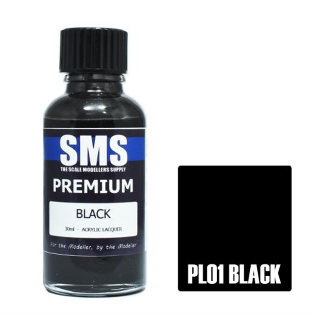 SMS Premium Lacquers  PL01 Gloss Black Airbrush Ready Lacquer 30ml