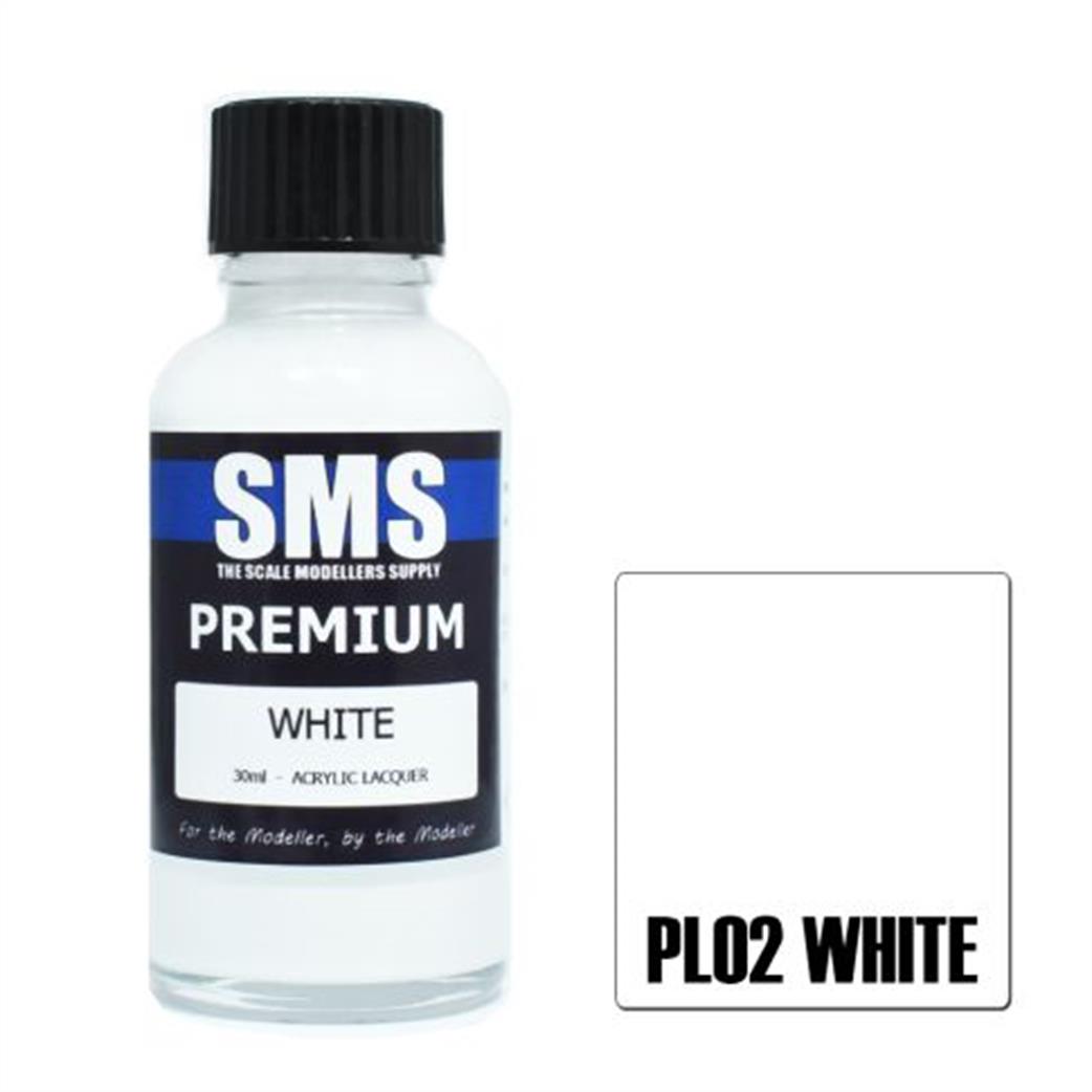 SMS Premium Lacquers  PL02 Gloss White Airbrush Ready Lacquer 30ml