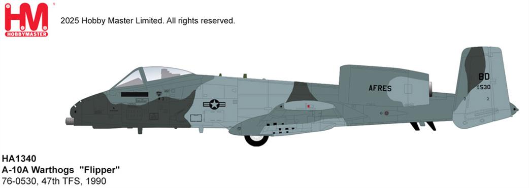 Hobby Master 1/72 HA1340 A-10A Warthogs Flipper USAF Ground Attack Aircraft Model