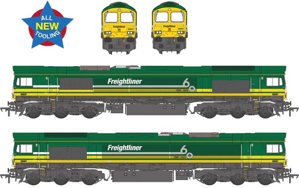 Bachmann OO 50-012 Class 66/6 66601 Freightliner 60 1965-2025 Freightliner Orange EMD Diesel Locomotive Model