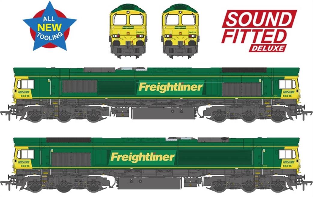 Bachmann OO 50-001SFX Class 66/5 66515 Freightliner Green EMD Diesel Locomotive Super Sound DCC Model