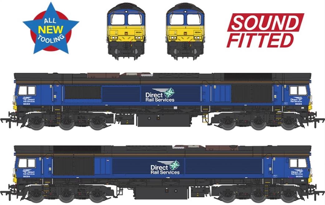 Bachmann OO 50-009SF Class 66/3 66304 DRS Compass Small Logo EMD Diesel Locomotive DCC Sound Model