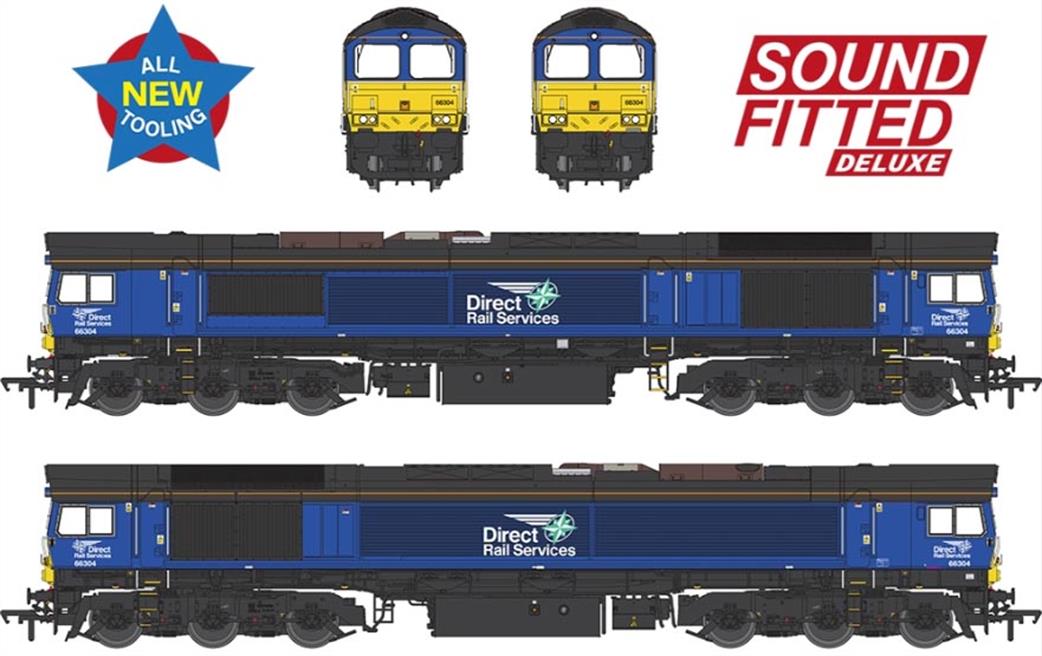 Bachmann OO 50-009SFX Class 66/3 66304 DRS Compass Small Logo EMD Diesel Locomotive Deluxe DCC Sound Model