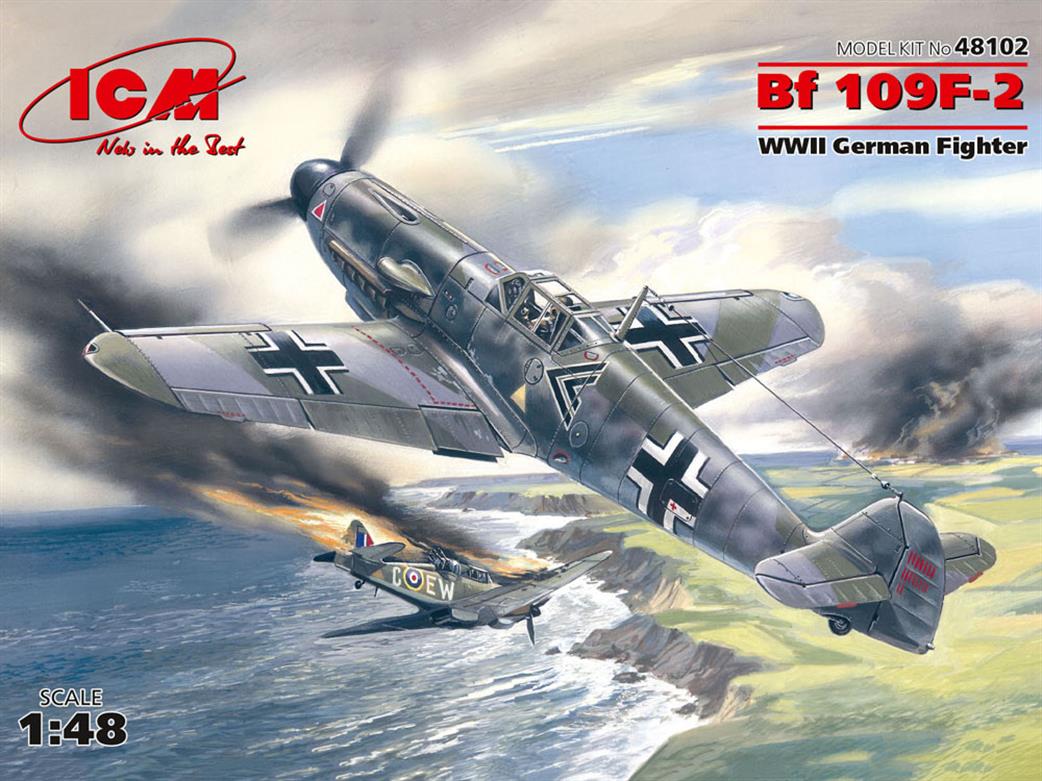 ICM 1/48 48102 Messerschmitt Bf 109F-2, WWII German Fighter Plane Kit