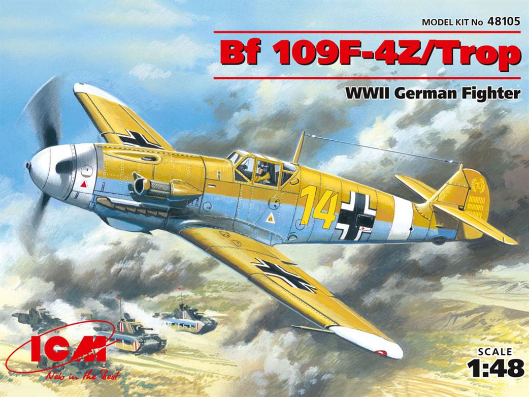 ICM 1/48 48105 Messerschmitt Bf 109F-4Z/Trop, WWII German Fighter Plane Kit