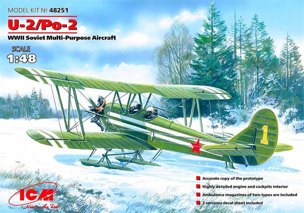 ICM 1/48 48251 U-2/Po-2 WWII Soviet Multi-Purpose Aircraft Plastic Kit