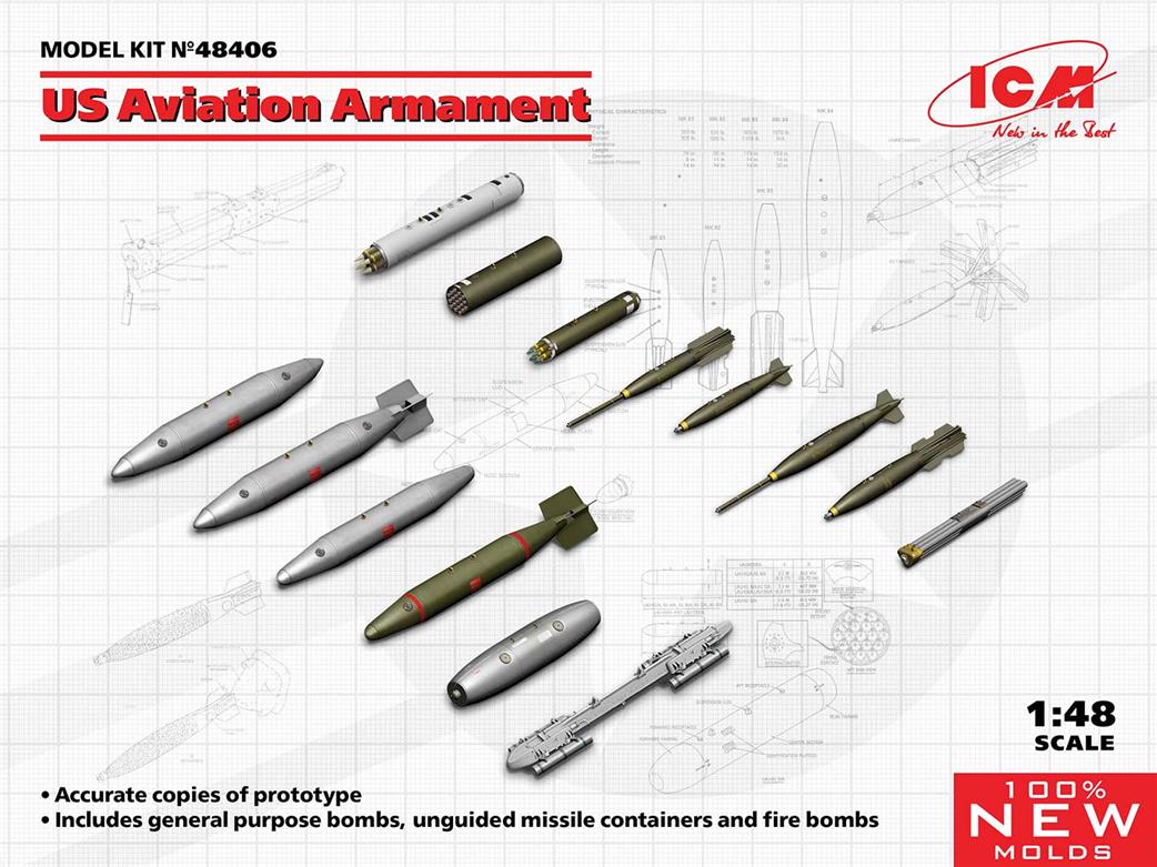 ICM 1/48 48406 U.S. Aviation Armament Bombs & Missiles
