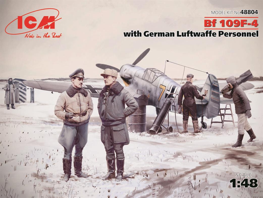 ICM 1/48 48804 Bf 109F-4 with German Luftwaffe Personnel 5 Figures