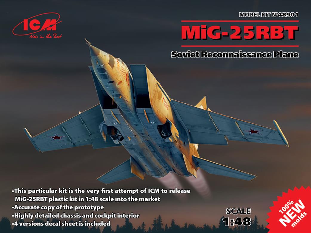 ICM 1/48 48901 MiG-25 RBT, Soviet Reconnaissance Plane Plastic Kit