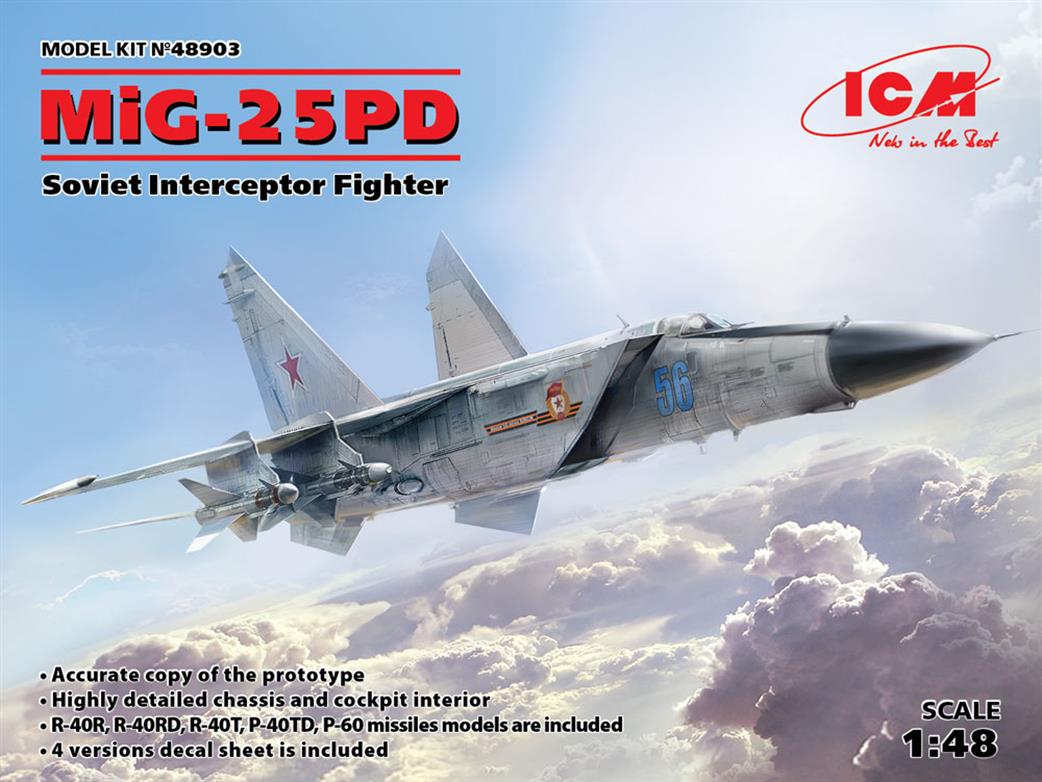 ICM 1/48 48903 MiG-25 PD, Soviet Interceptor Fighter Plane Plastic Kit