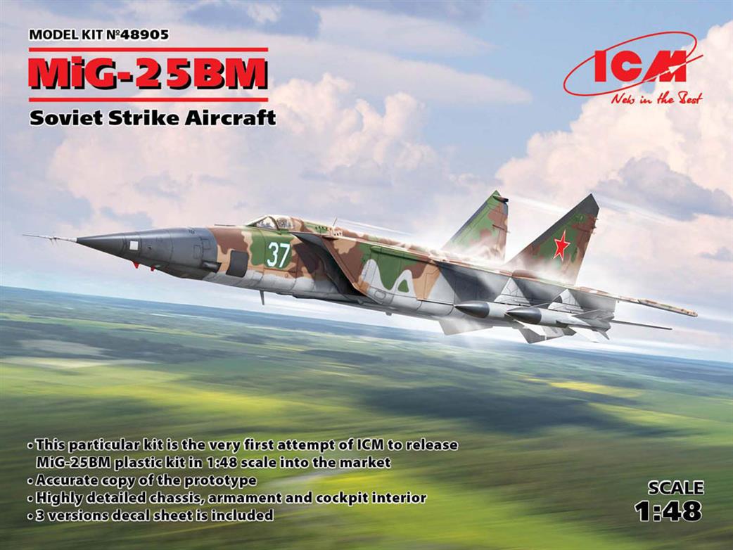 ICM 1/48 48905 MiG-25 BM, Soviet Strike Aircraft Plastic Kit