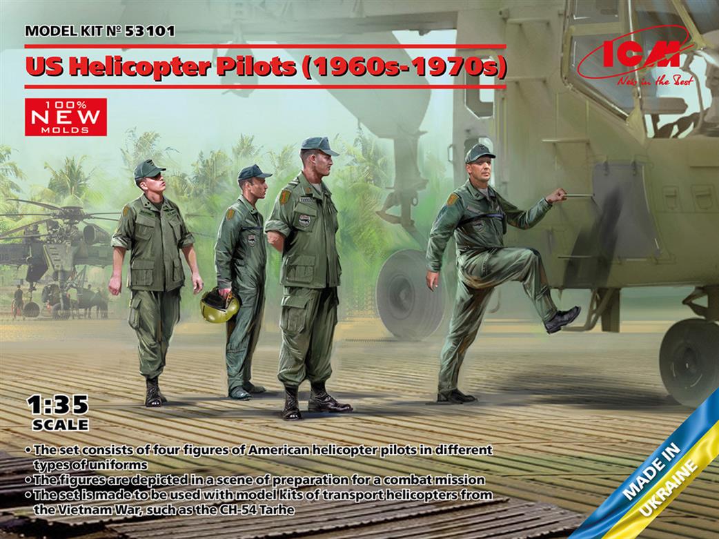 ICM 1/35 53101 U.S. Helicopter Pilots 1960s-1970s 4 Figure Set
