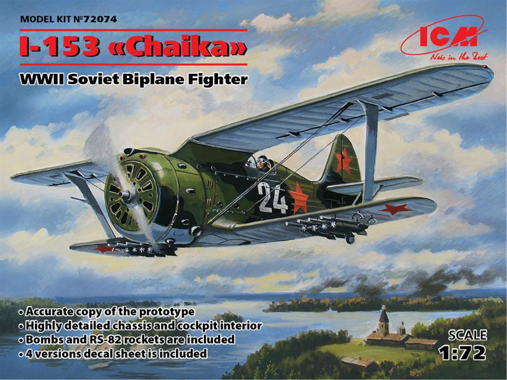 ICM 1/72 72074 I-153 Chaika WWII Soviet Biplane Fighter Kit