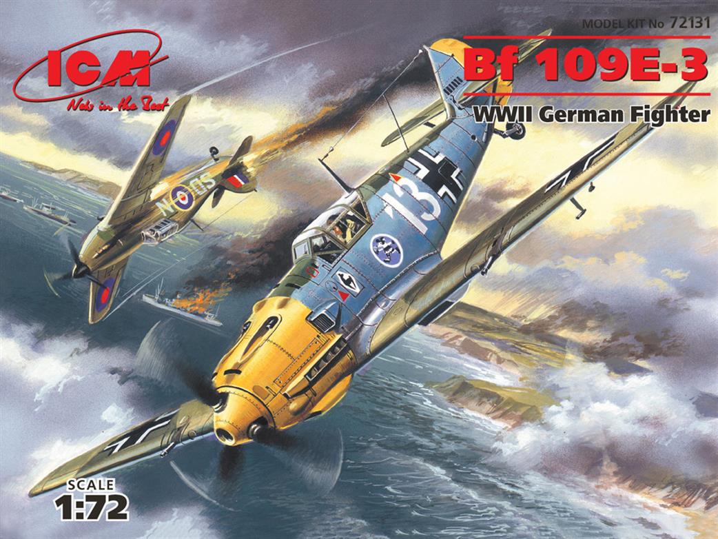 ICM 1/72 72131 Messerschmitt Bf 109E-3, WWII German Fighter Plane