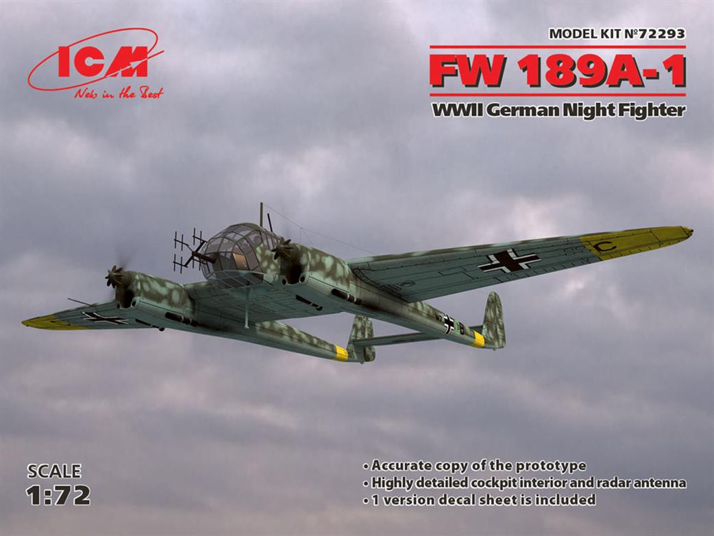 ICM 1/72 72293 FW 189A-1, WWII German Night Fighter Plane