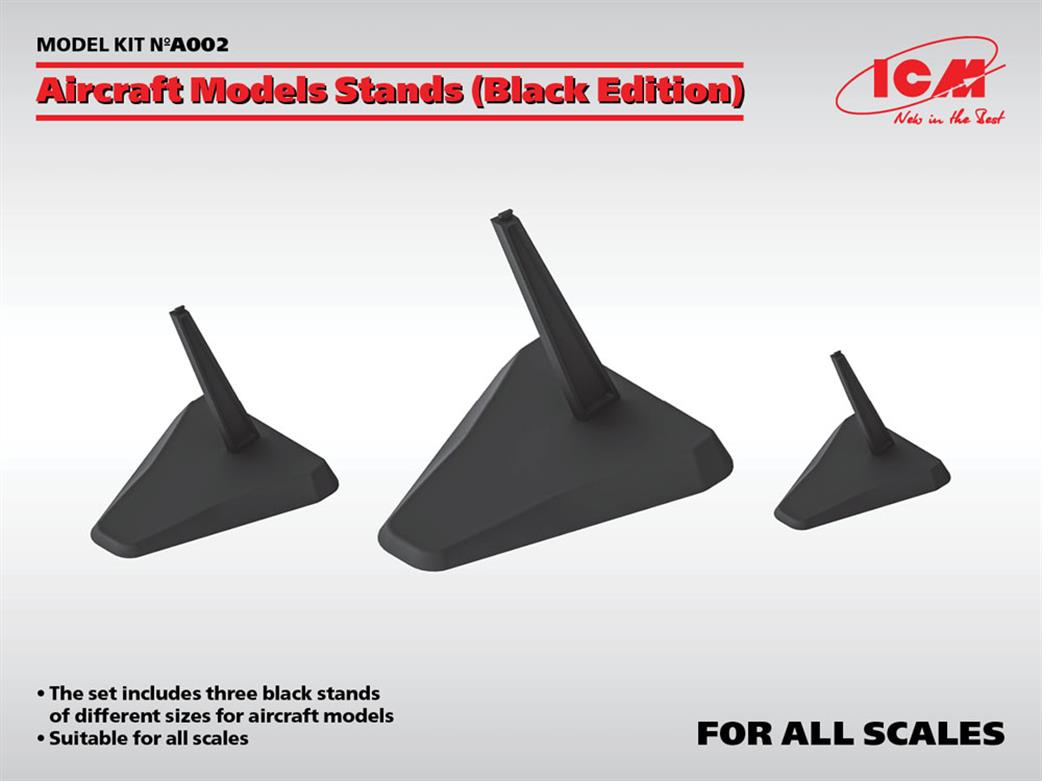 ICM 1/72 A002 Aircraft Models Stands Set of 3 - Black Edition
