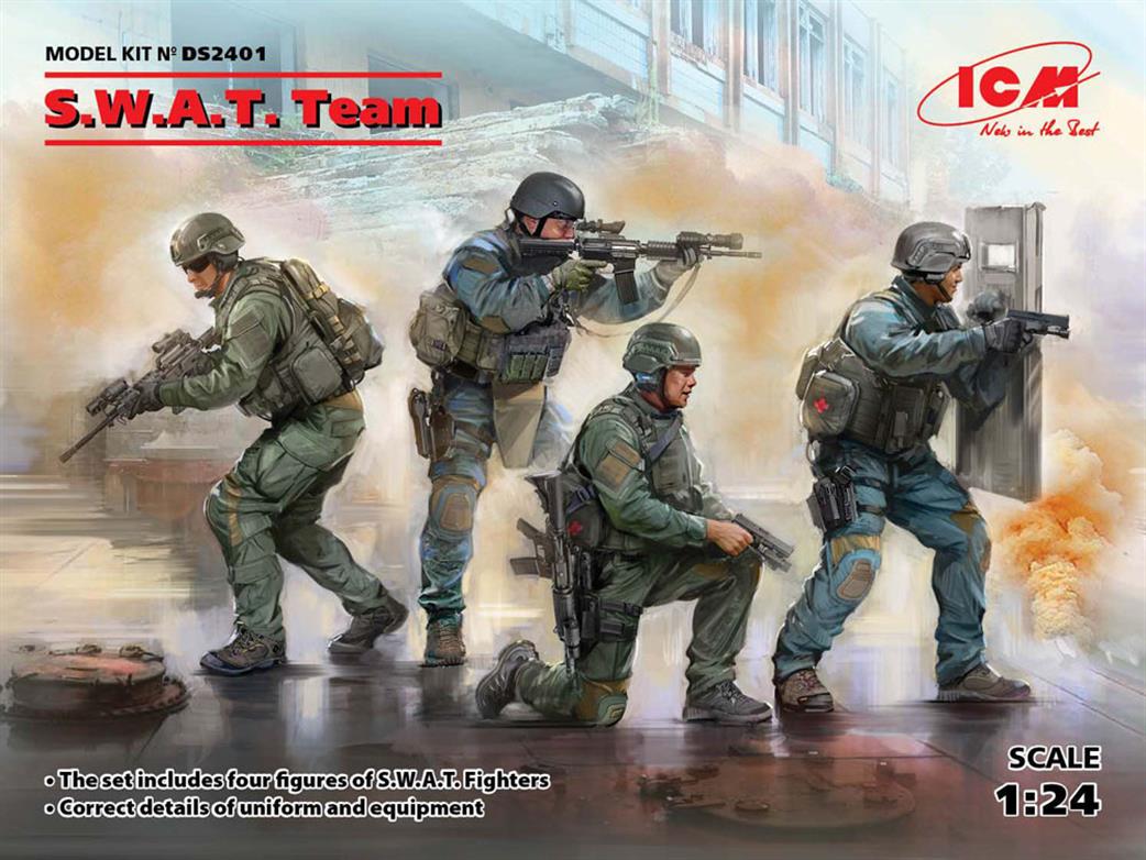 ICM 1/24 DS2401 S.W.A.T. Team with 4 Figures