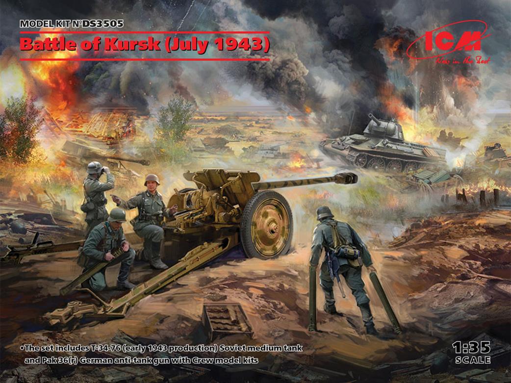 ICM 1/35 DS3505 Battle of Kursk Set (July 1943), T-34-76 (Early 1943), Pak 36(r) with 4 Crew Figures