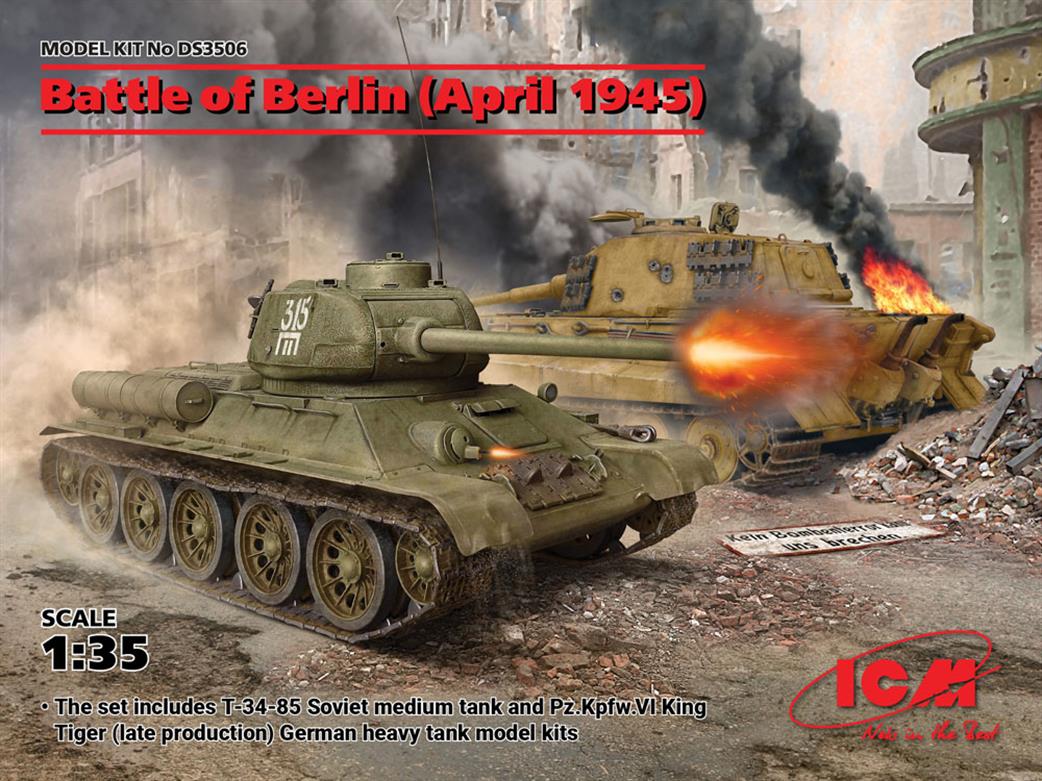 ICM 1/35 DS3506 Battle of Berlin Set (April 1945) with T-34-85 & King Tiger Tanks