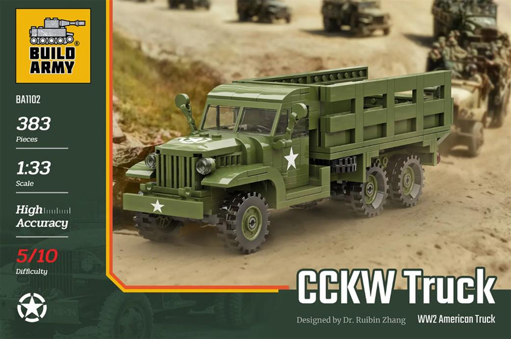 Build Army  BA1102 US GMC CCKW Truck Block Construction Model