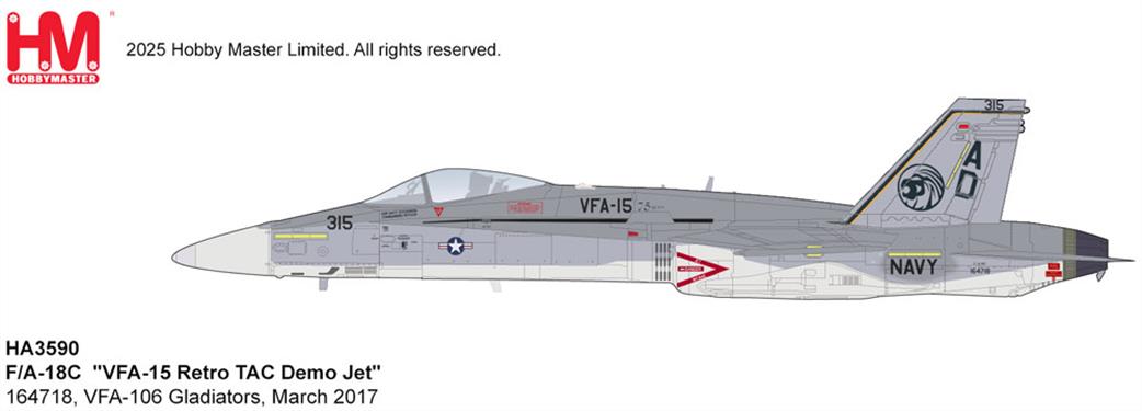 Hobby Master 1/72 HA3590 F/A-18C VFA-15 Retro TAC Demo Jet Aircraft