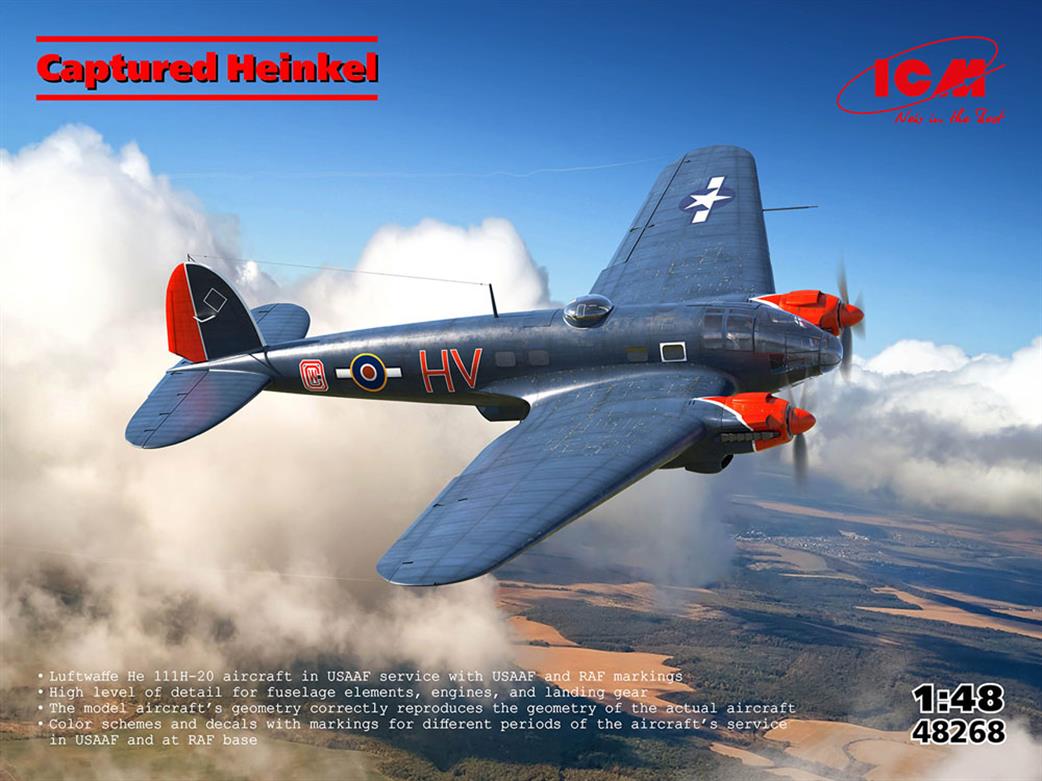 ICM 1/48 48268 Captured Heinkel He 111H-20 Bomber Plastic Kit