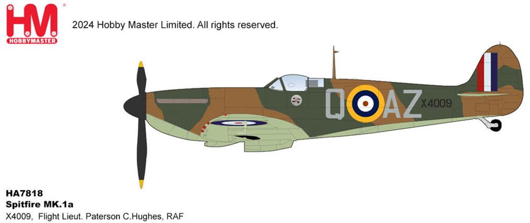 Hobby Master 1/48 HA7818 Spitfire MK.1a X4009, Flt Lt P C Hughes, RAF, 1940