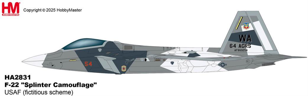 Hobby Master 1/72 HA2831 F-22 Raptor Splinter Camouflage Model Aircraft