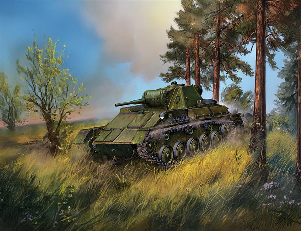 Zvezda 1/100 6290 T-70B Soviet Light Tank Snap-Fit Plastic Kit