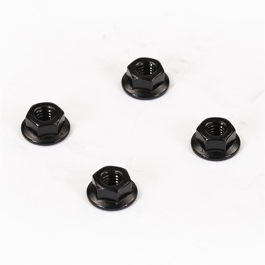 Fastrax  FTM4BKS M4 Black Serrated Aluminium Locknuts