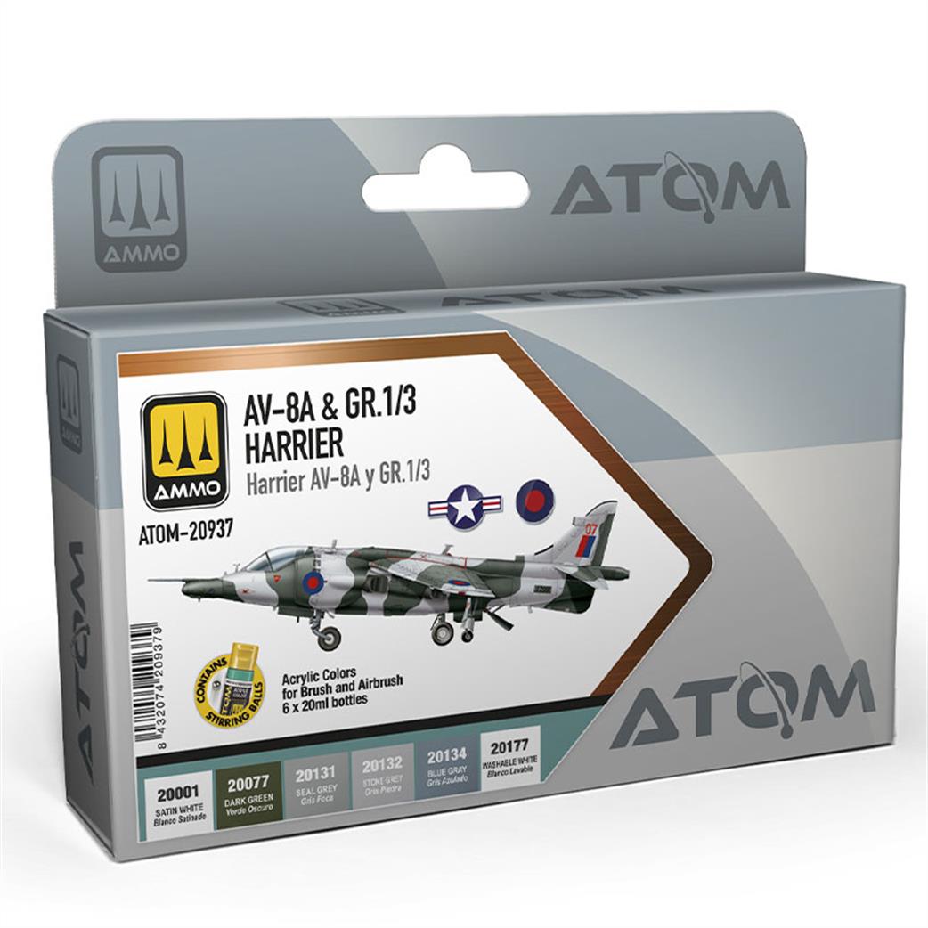 Ammo of Mig Jimenez  ATOM-20937 Atom Av-8A & GR1/3 Harrier Paint Set