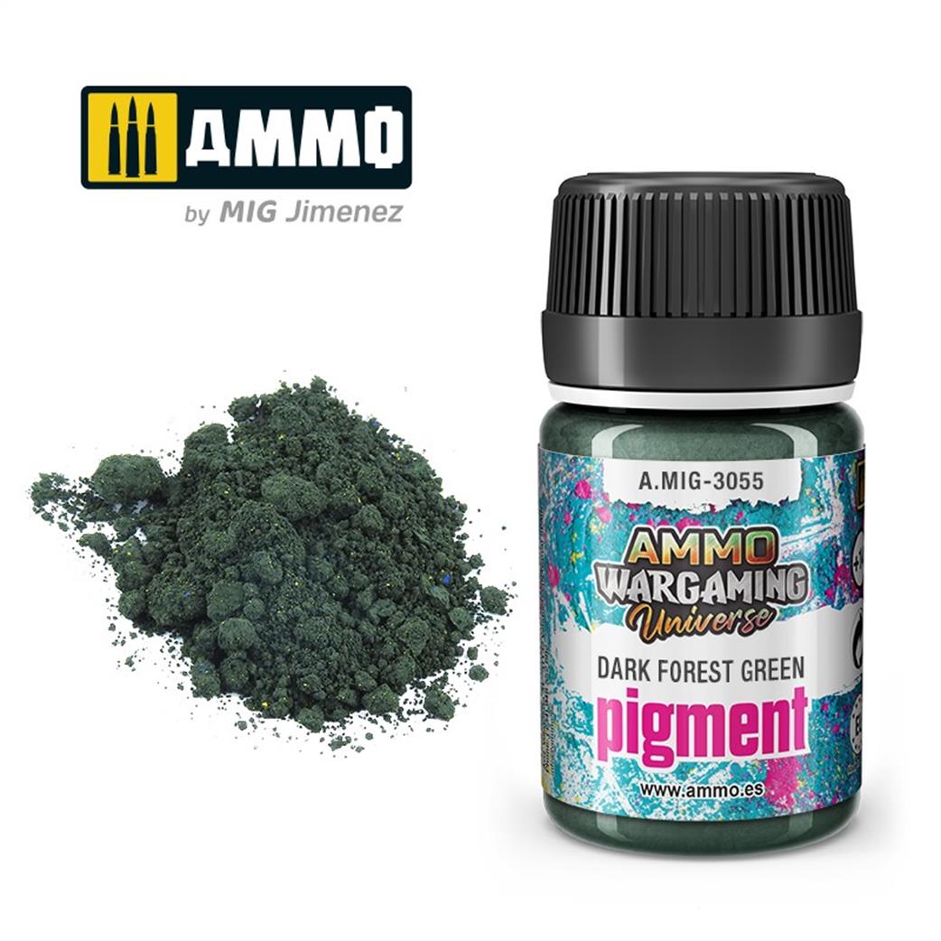 Ammo of Mig Jimenez  A.MIG-3055 Dark Forest Green Weathering Pigment 35ml Jar