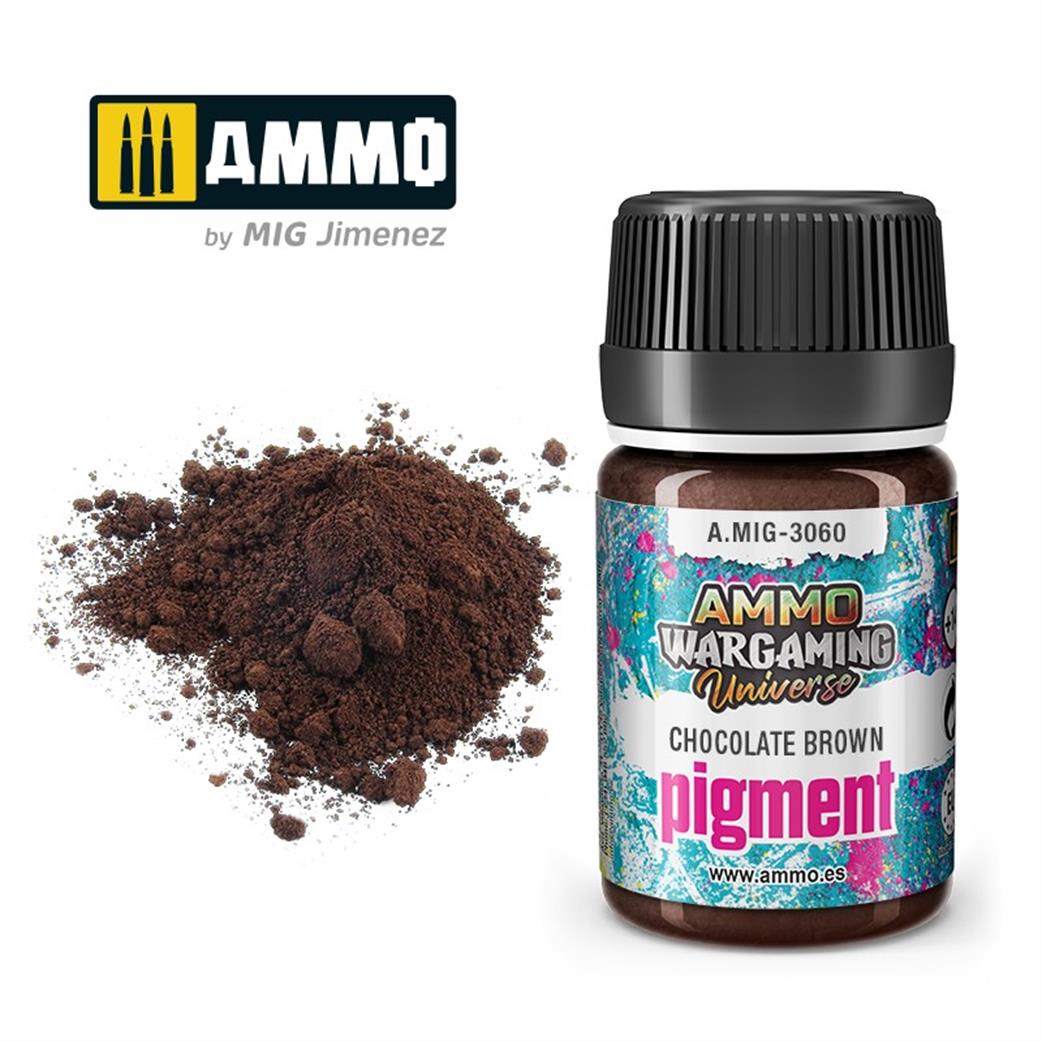 Ammo of Mig Jimenez  A.MIG-3060 Chocolate Brown Weathering Pigment 35ml Jar