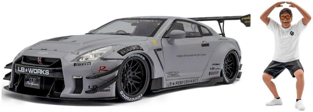Solido 1/18 1805821 Nissan GT-R (R35) w/Liberty Walk Body Kit Type 2.0 Grey 2024 Diecast Model