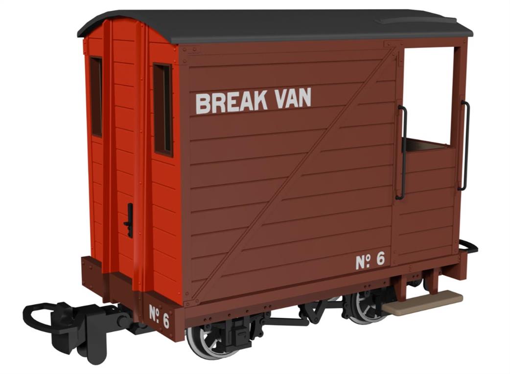 Rapido Trains OO9 990802 Single Veranda Brake Van Brown with Red Ends No.6
