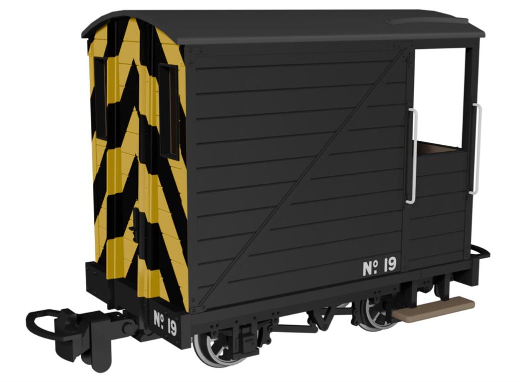 Rapido Trains OO9 990806 Single Veranda Brake Van Black with Wasp Stripes No.19