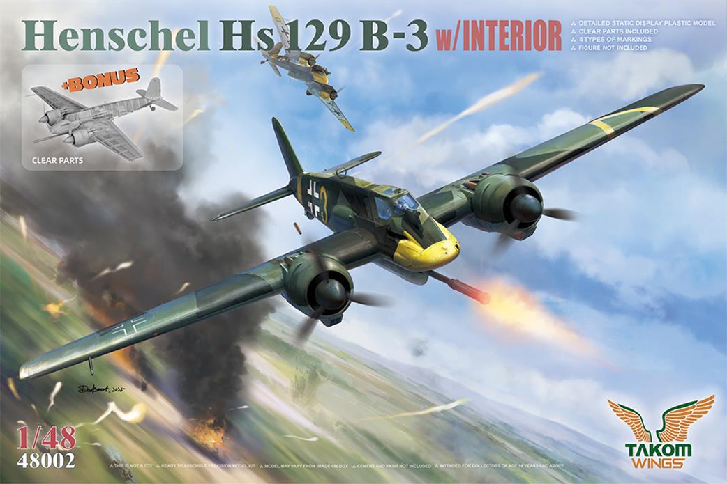 Takom 1/48 48002 German Air Force Henschel Hs 129 B-3 Ground Attack Aircraft Kit