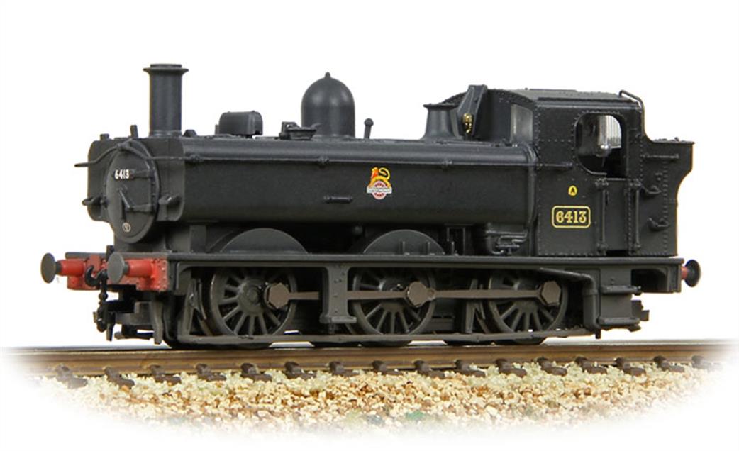 Graham Farish N 371-986C GWR 64XX Pannier Tank 6413 BR Black Early Emblem Weathered