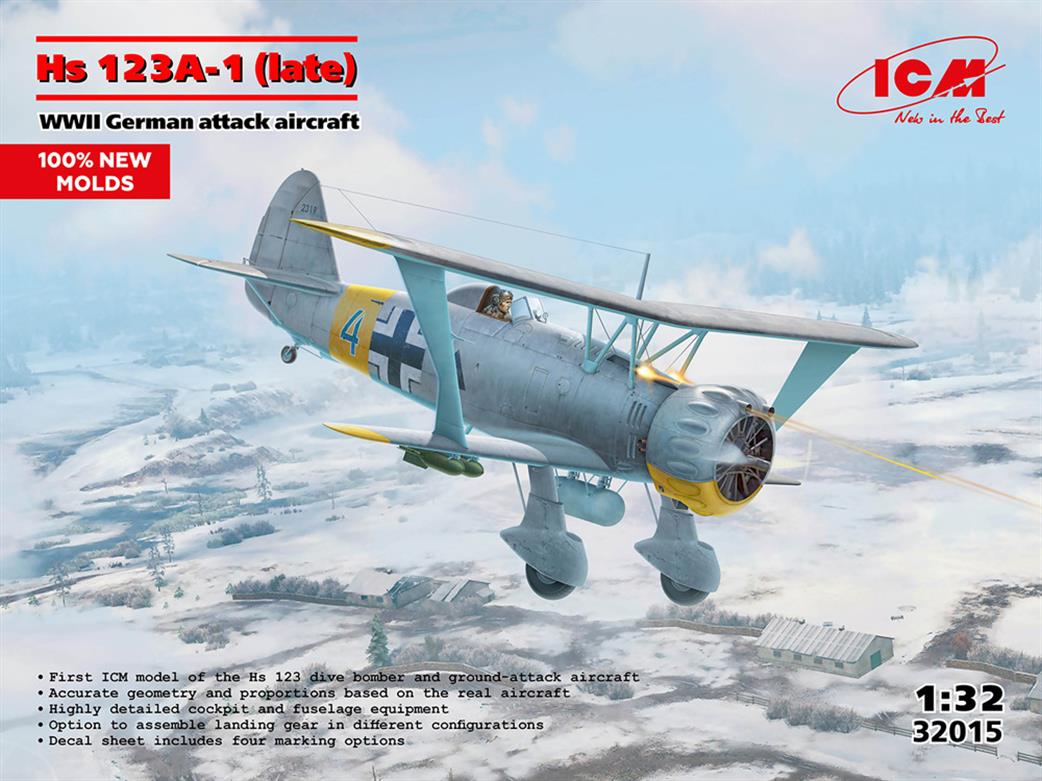 ICM 1/32 32015 Hs 123A-1 Late German Attack Aircraft Kit